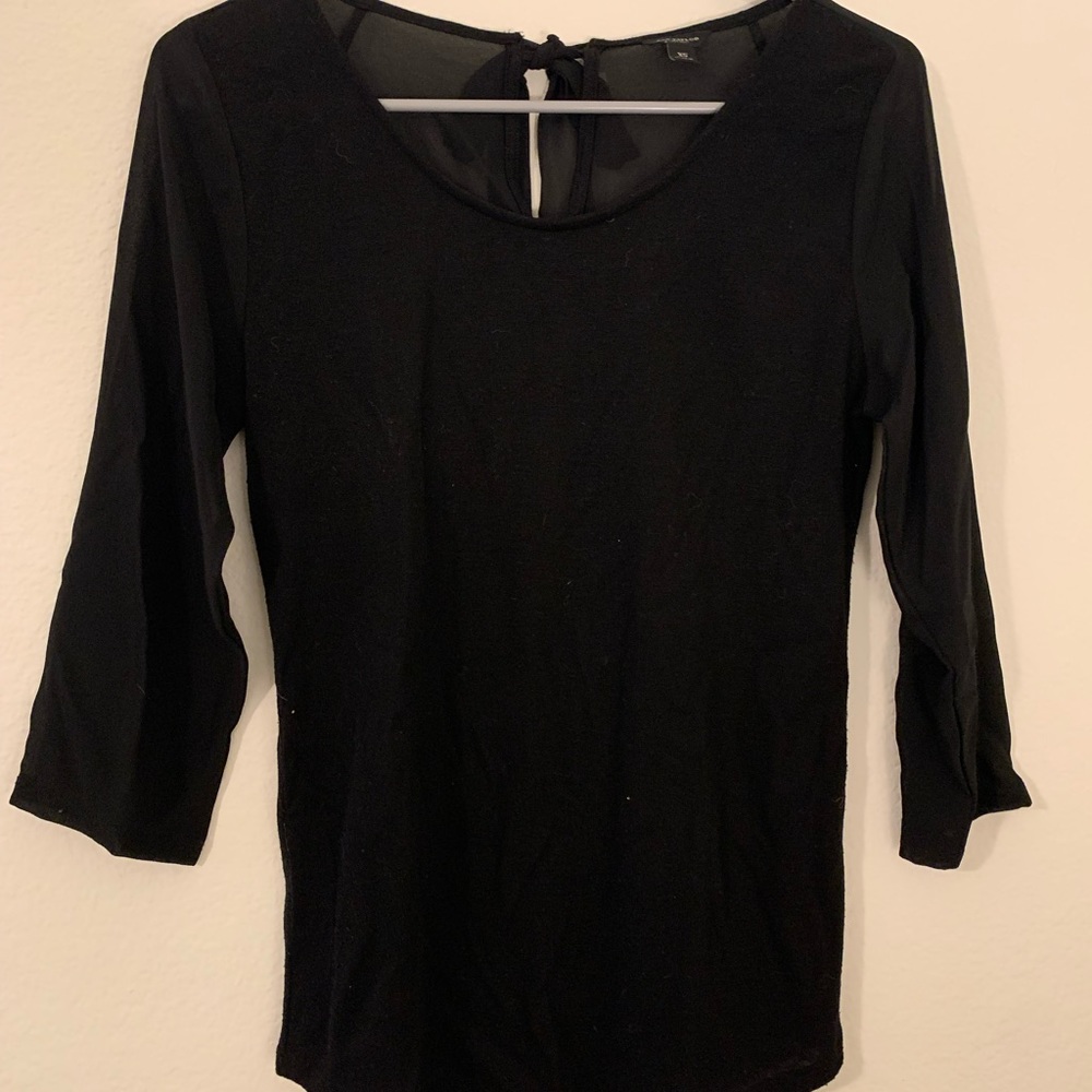 Ann Taylor 3/4 Sleeve Sheer Back Tie Top